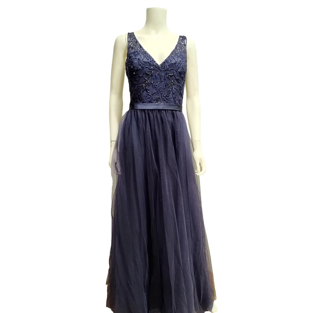 Morilee by Madeline Gardner Dress Beaded Lace Bodice Chiffon Skirt Size 16